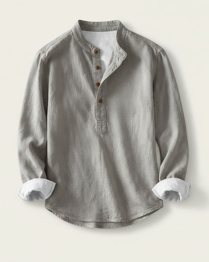 Wren Shirt - Relaxed Linen in Gray - profile front gray