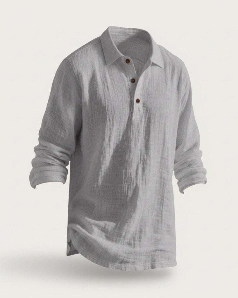 Ugo T-Shirt - Relaxed Linen in Gray - profile front gray