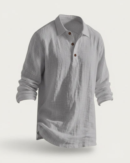 Ugo T-Shirt - Relaxed Linen in Gray - profile front gray
