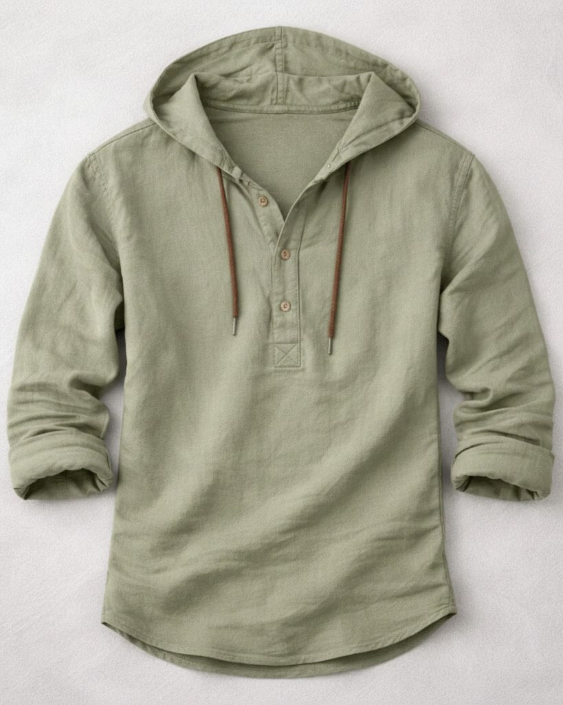 Ivo Shirt - Relaxed Linen in Green - profile front green