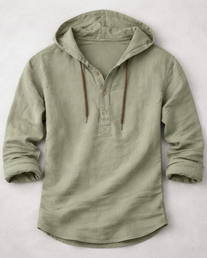 Ivo Shirt - Relaxed Linen in Green - profile front green