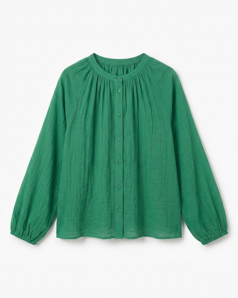Luca Shirt - Relaxed Linen in Green - profile front green