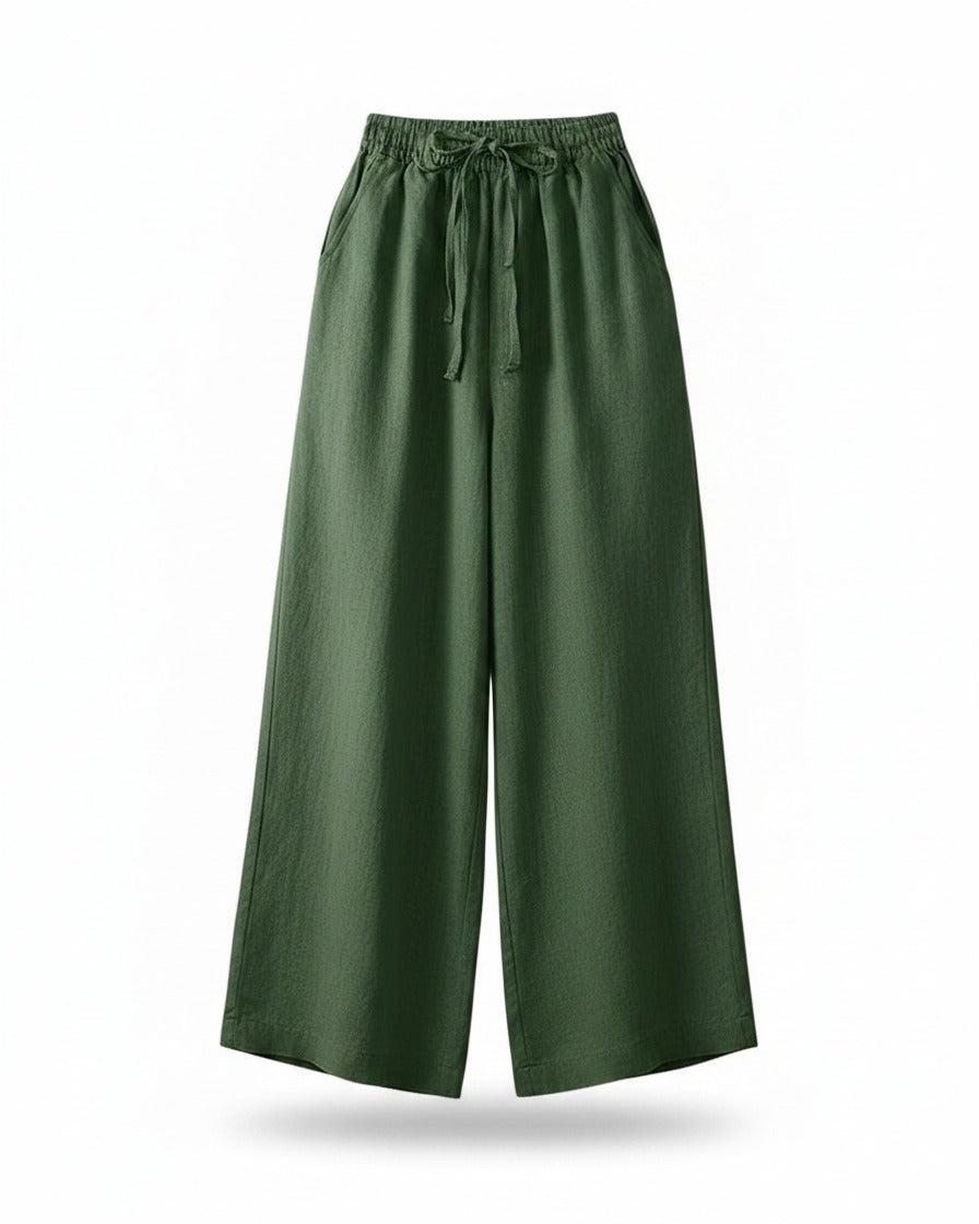 Cove Trousers - Wide-Leg Denim in green - profile front green