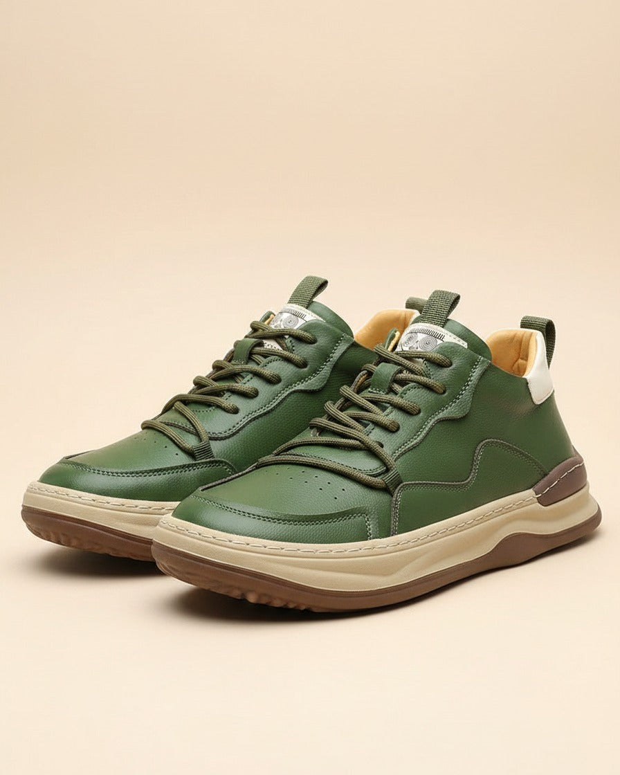 Dael Shoes - Leather in Green - profile front green