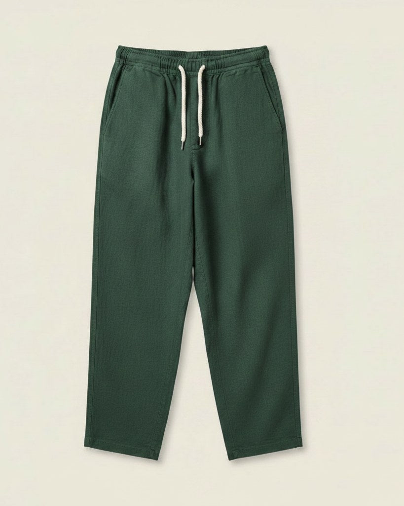 Pael Trousers - Relaxed Linen in Green - profile front green
