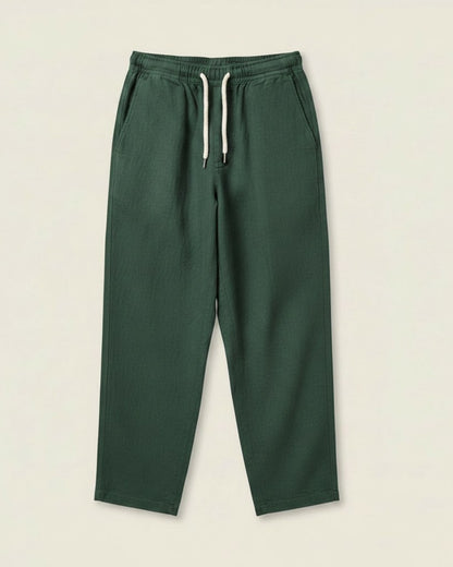 Pael Trousers - Relaxed Linen in Green - profile front green