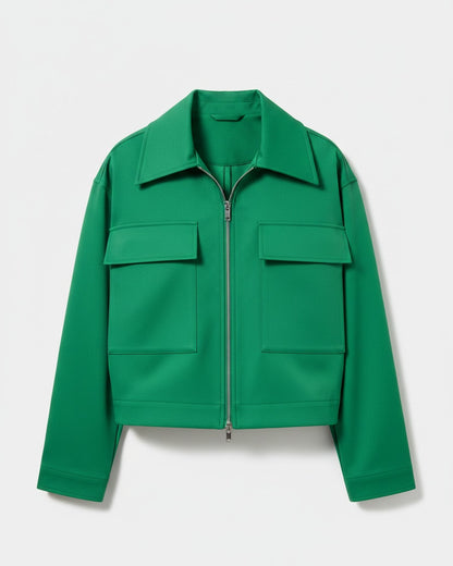 Oran Jacket - Zip in green - profile front green