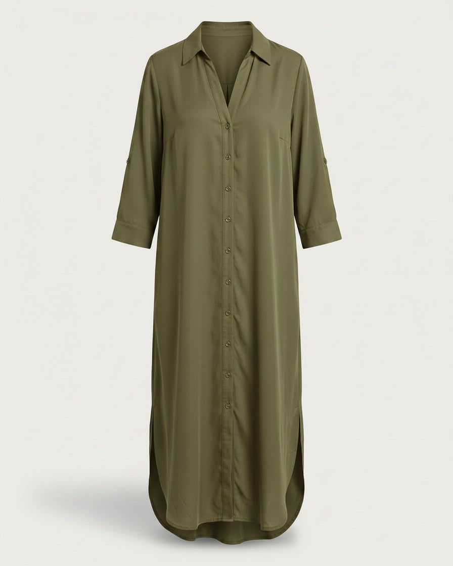 Aster Dress - Relaxed in Green - profile front green