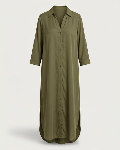 Aster Dress - Relaxed in Green - profile front green