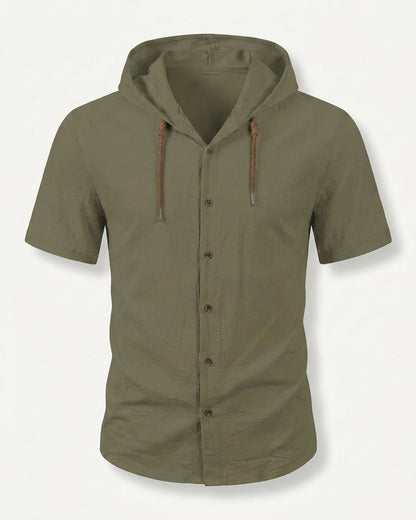 Daan Shirt - Relaxed Linen in Green - profile front green