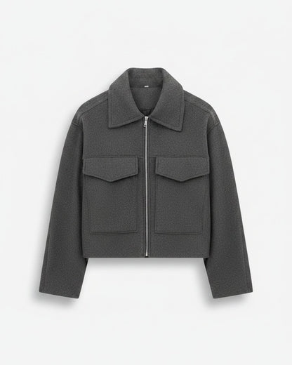 Oran Jacket - Zip in grey - profile front grey