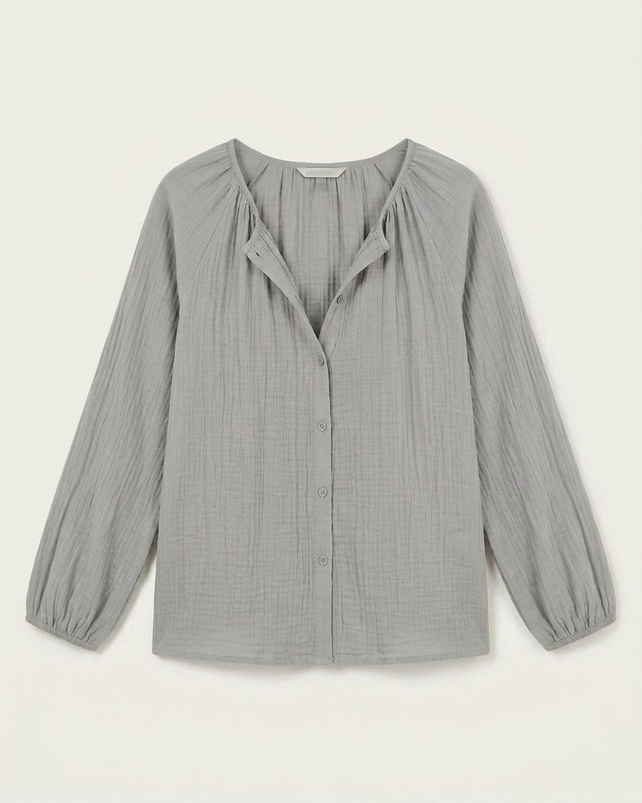Luca Shirt - Relaxed Linen in Grey - profile front grey