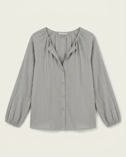 Luca Shirt - Relaxed Linen in Grey - profile front grey