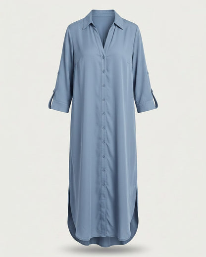 Aster Dress - Relaxed in Jeans Blauw - profile front jeans blauw