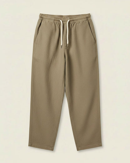 Pael Trousers - Relaxed Linen in Khaki - profile front khaki
