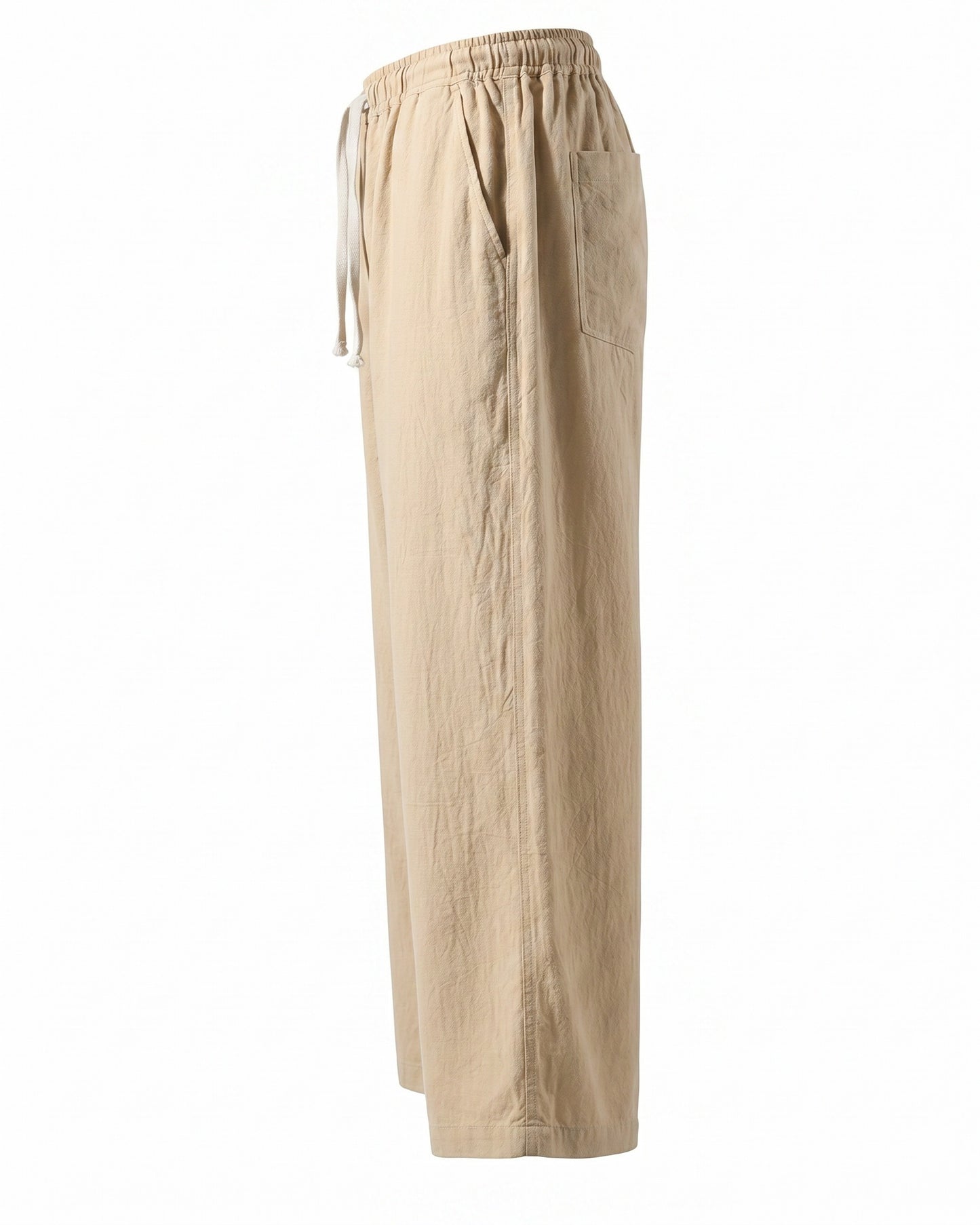 Cove Trousers - Relaxed Wide-Leg Linen in Khaki - profile front khaki