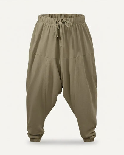 Mael Trousers - Relaxed Linen in Khaki - profile front khaki