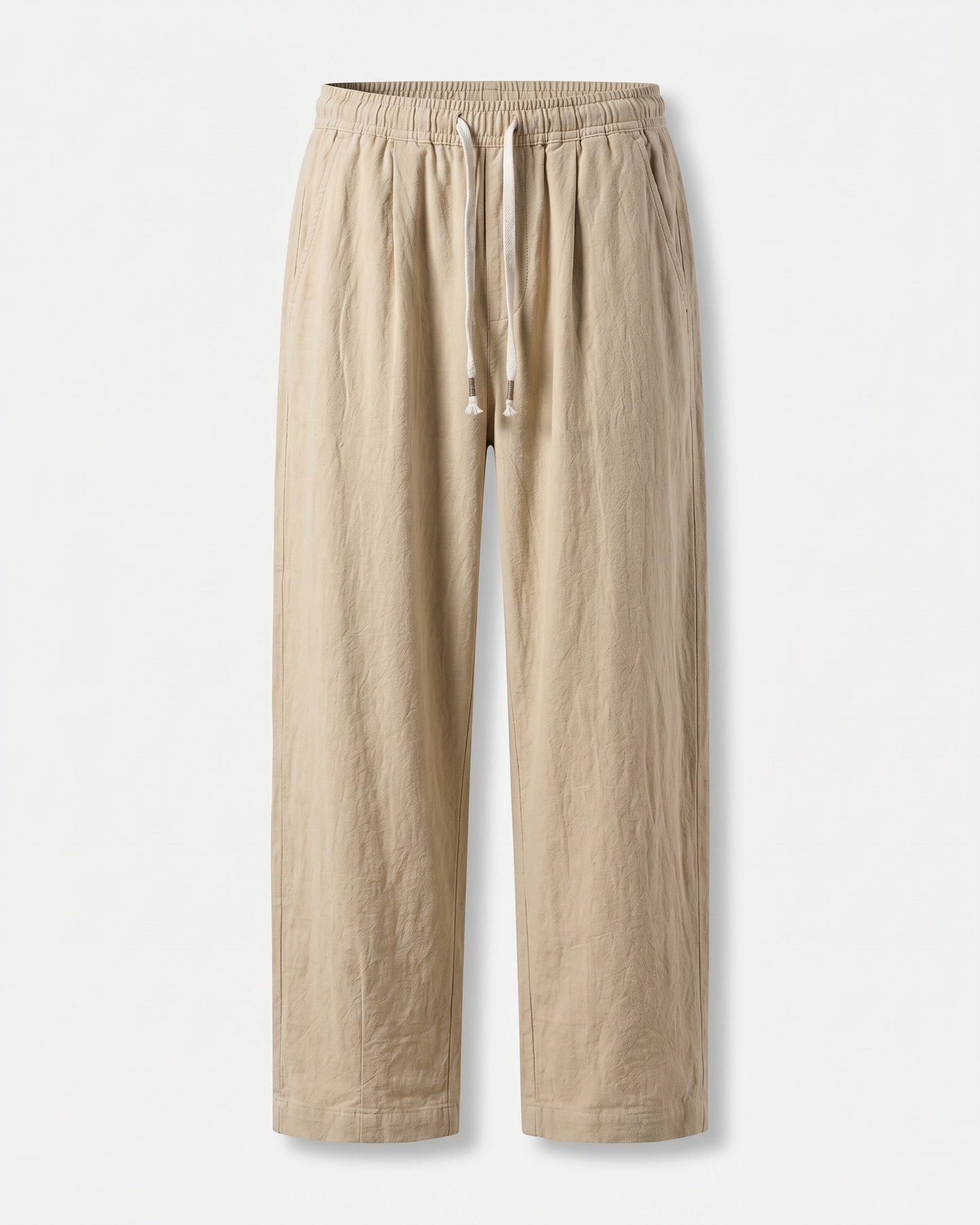 Cove Trousers - Relaxed Wide-Leg Linen in Khaki - profile front khaki