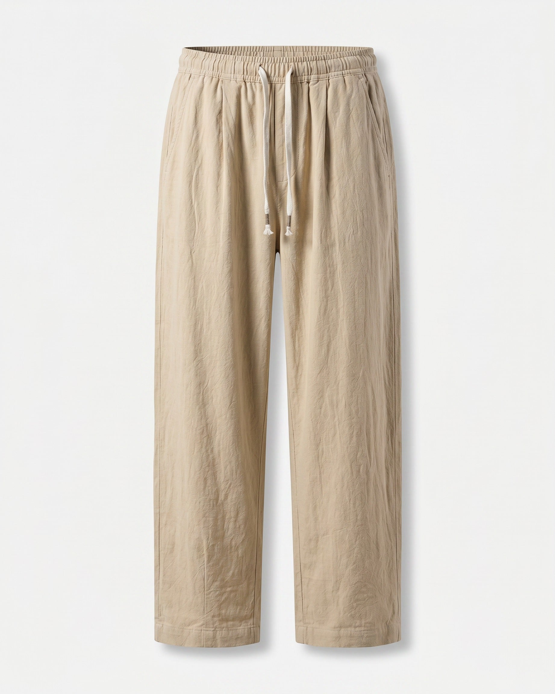 Cove Trousers - Relaxed Wide-Leg Linen in Khaki - profile front khaki