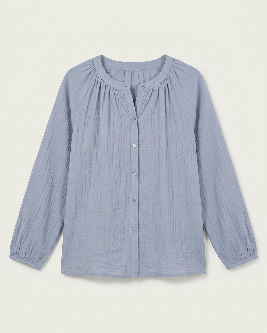 Luca Shirt - Relaxed Linen in Light Blue - profile front light blue