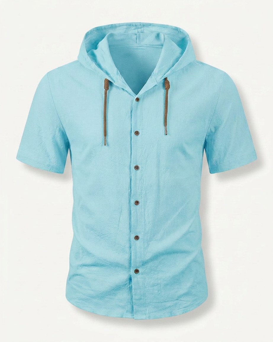 Daan Shirt - Relaxed Linen in Light blue - profile front light blue