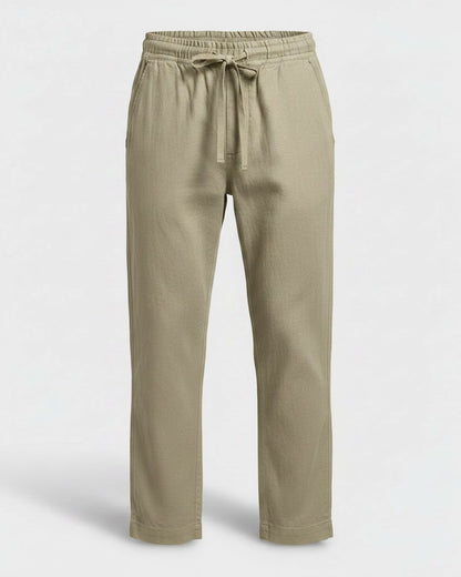 Lars Trousers - Relaxed Linen in Light Khaki - profile front light khaki