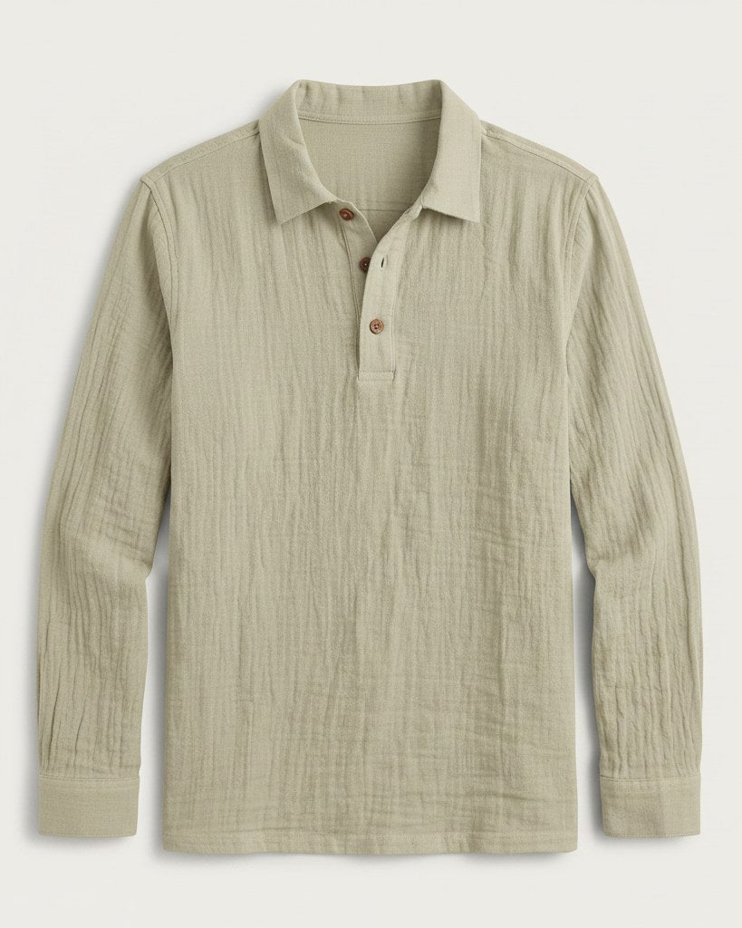 Ugo T-Shirt - Relaxed Linen in Light khaki - profile front light khaki