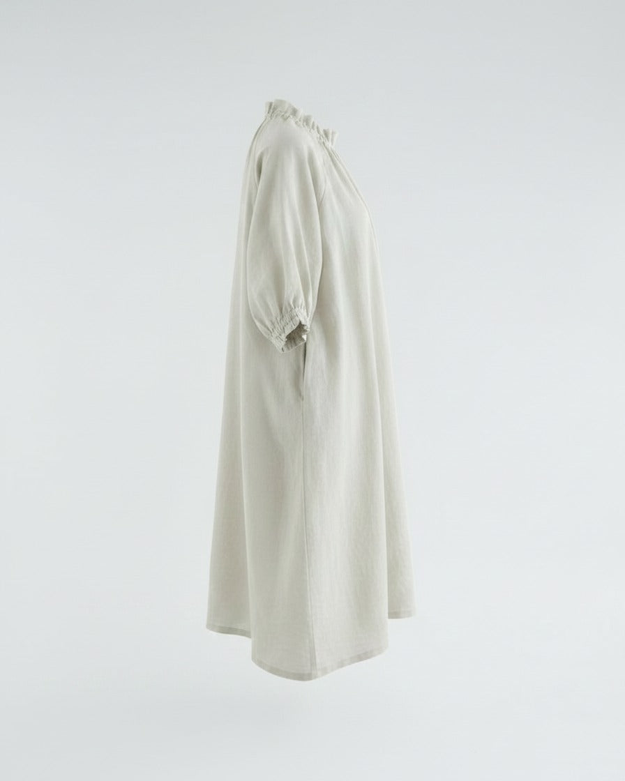 Oael Dress - Relaxed Linen in natural - profile front natural