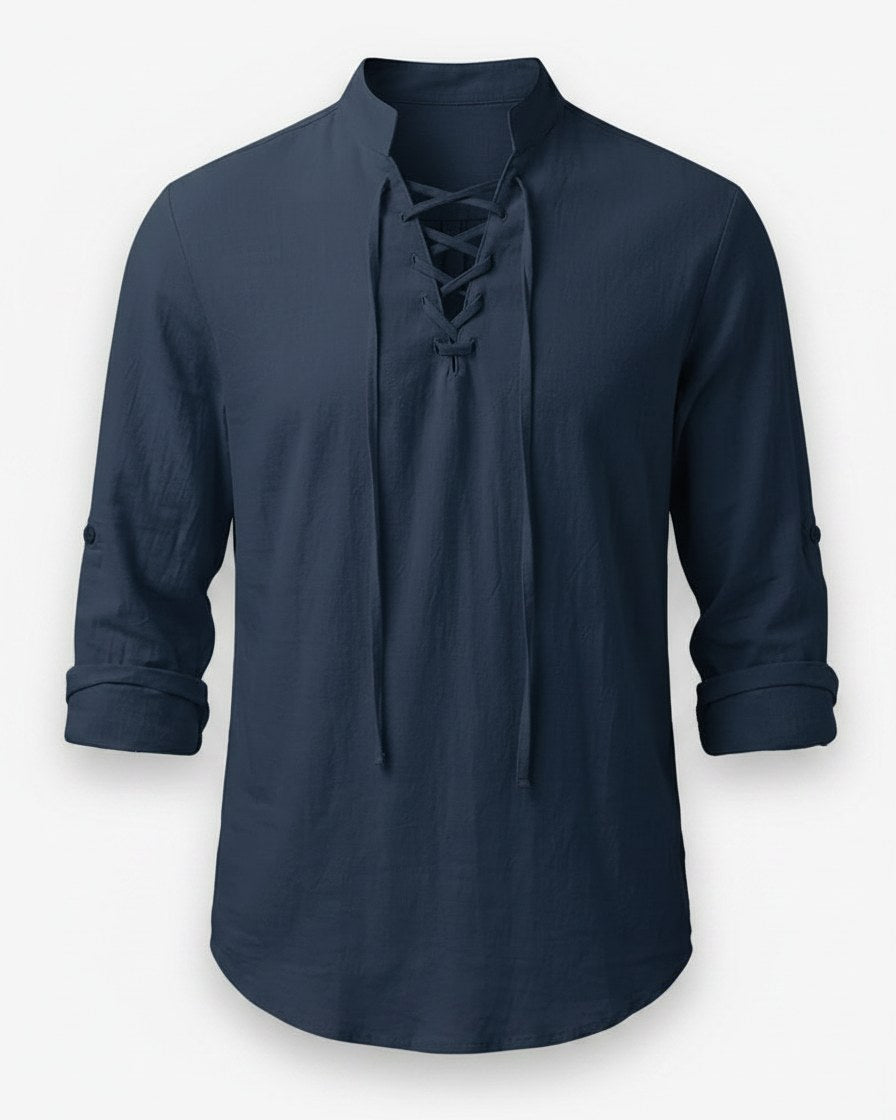 Vael Shirt - Relaxed Denim in Navy - profile front navy