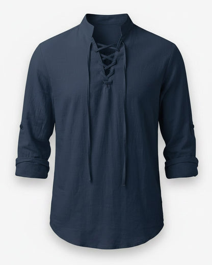 Vael Shirt - Relaxed Denim in Navy - profile front navy