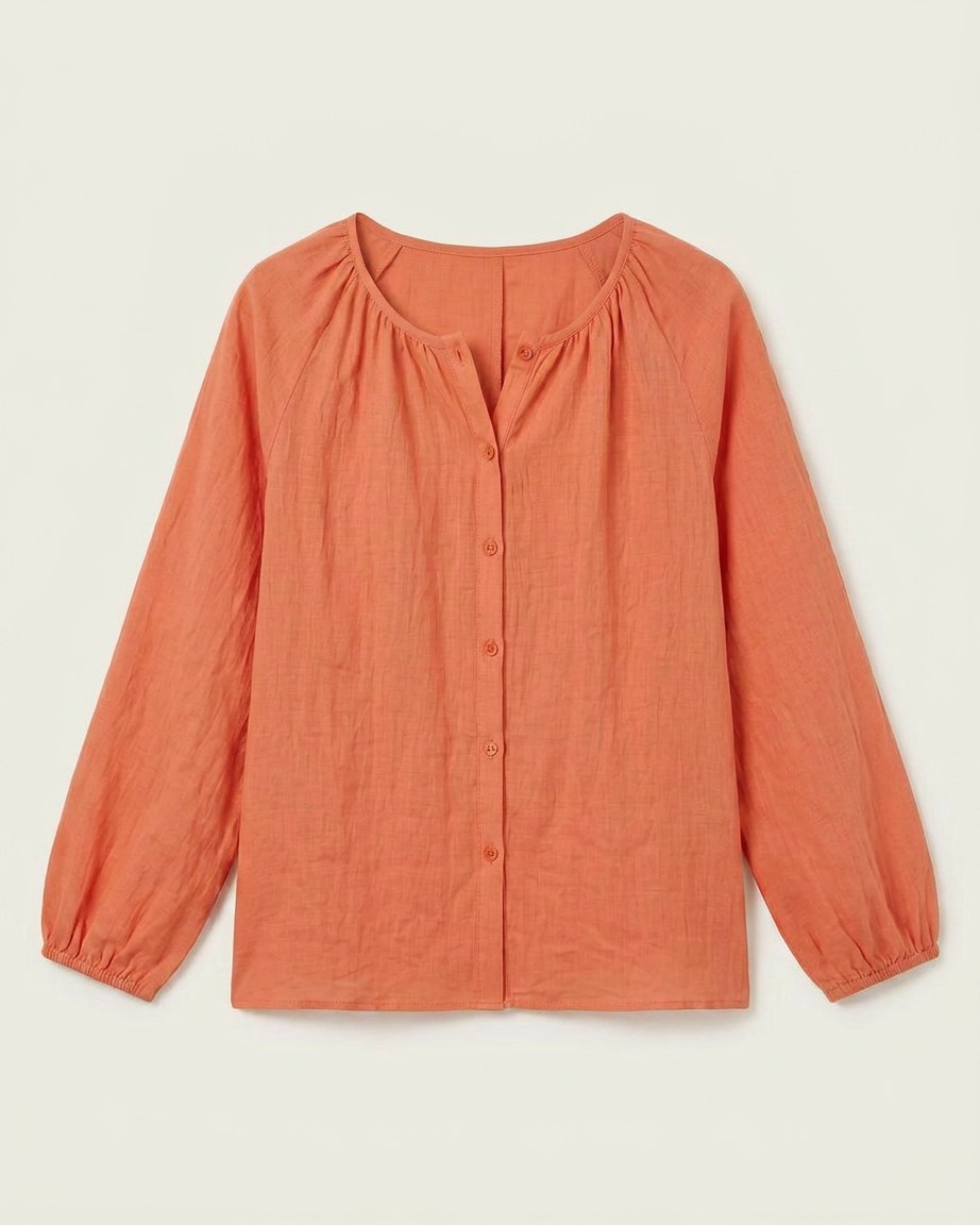 Luca Shirt - Relaxed Linen in Orange - profile front orange