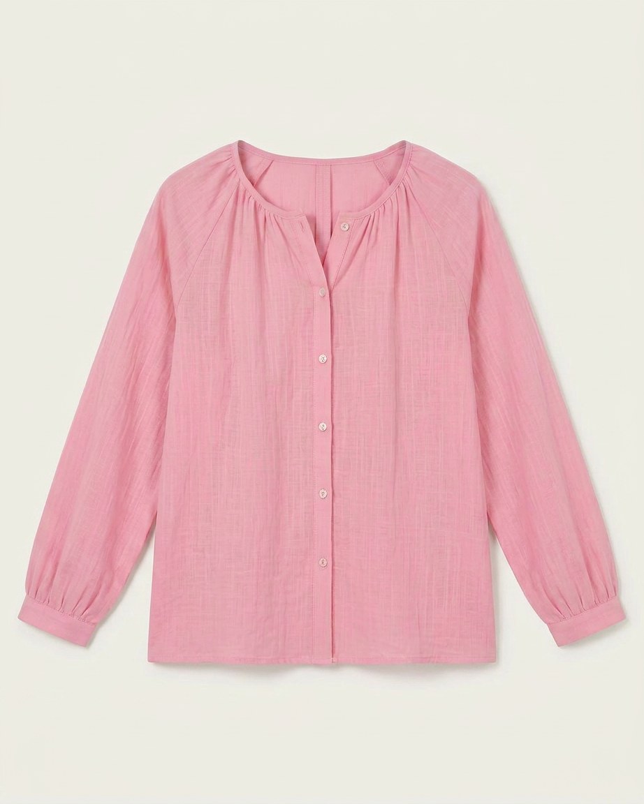 Luca Shirt - Relaxed Linen in Pink - profile front pink