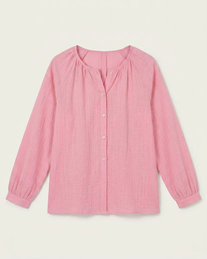 Luca Shirt - Relaxed Linen in Pink - profile front pink