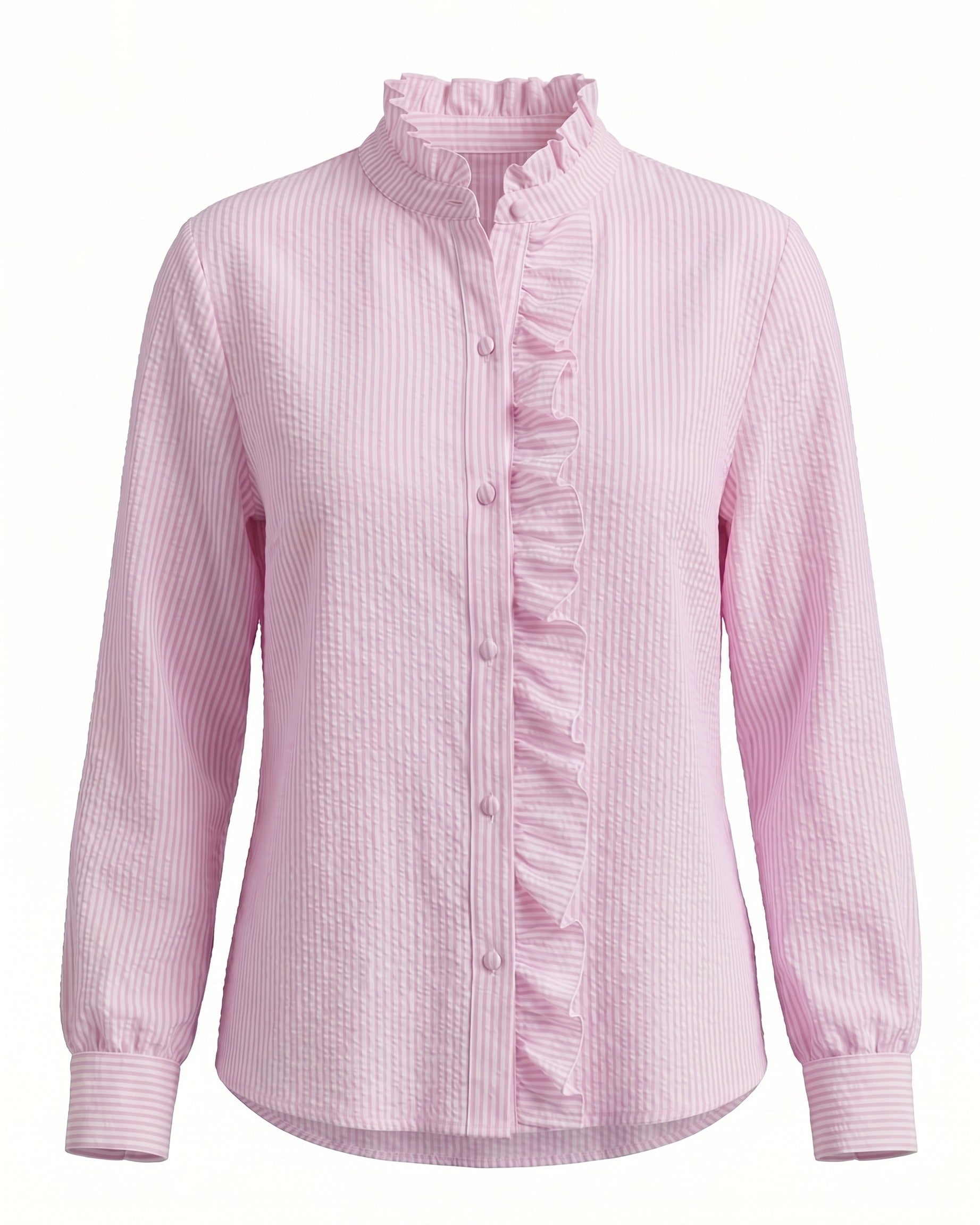 Zeno Blouse - Stand-Collar in Pink - profile front pink