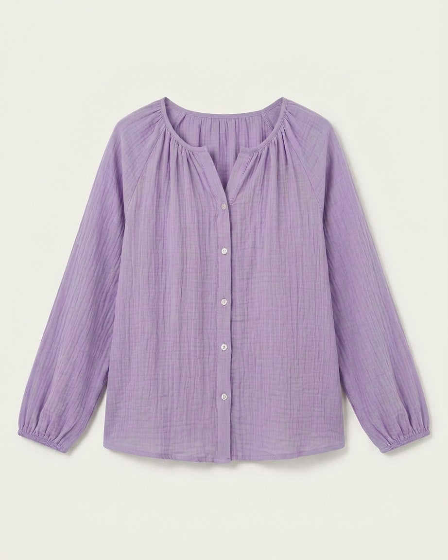Luca Shirt - Relaxed Linen in Purple - profile front purple