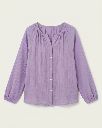 Luca Shirt - Relaxed Linen in Purple - profile front purple