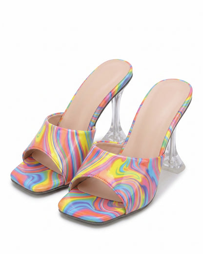 Haas Shoes - Square-Toe Leather in Rainbow - profile front rainbow