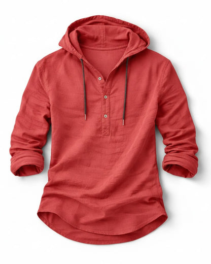Ivo Shirt - Relaxed Linen in Red - profile front red