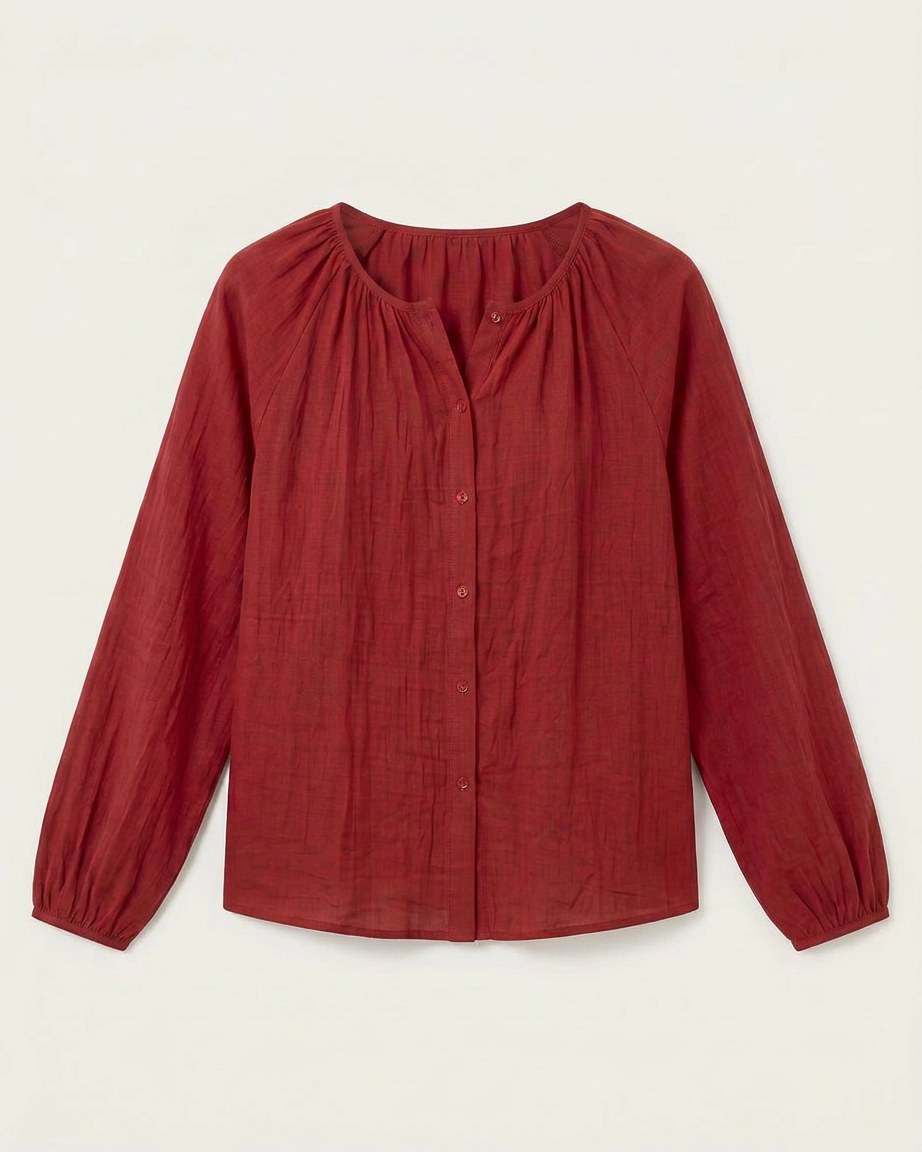 Luca Shirt - Relaxed Linen in Red - profile front red