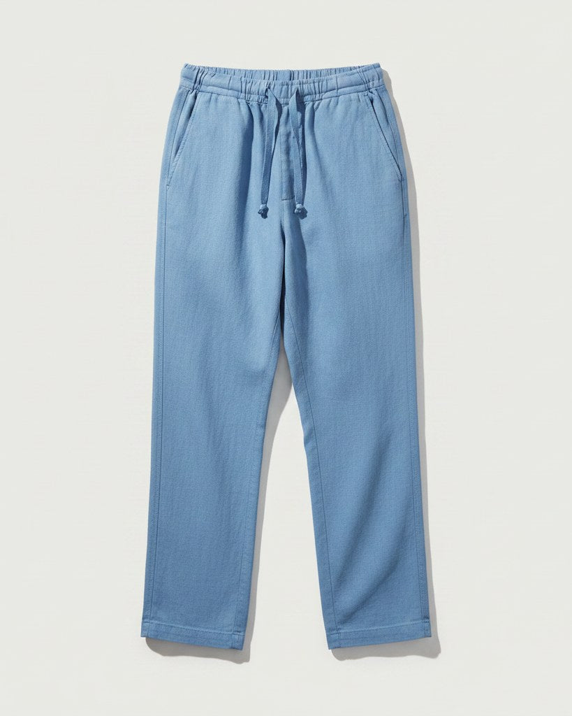 Lars Trousers - Relaxed Linen in Sky Blue - profile front sky blue