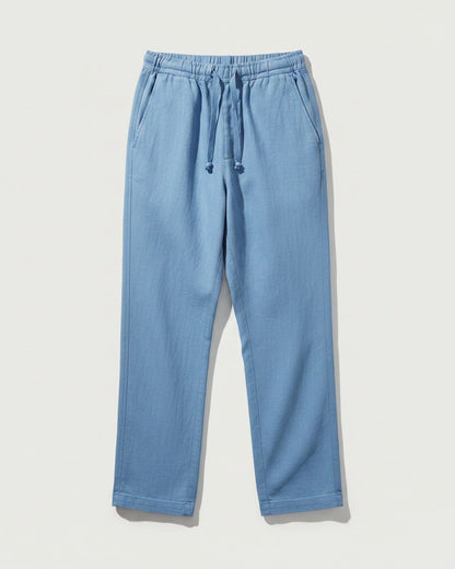 Lars Trousers - Relaxed Linen in Sky Blue - profile front sky blue