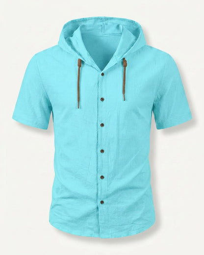 Daan Shirt - Relaxed Linen in Sky blue - profile front sky blue