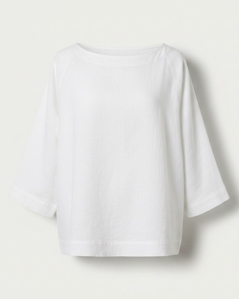 Jude Shirt - Relaxed Linen in White - profile front white