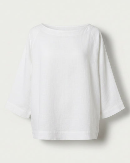 Jude Shirt - Relaxed Linen in White - profile front white