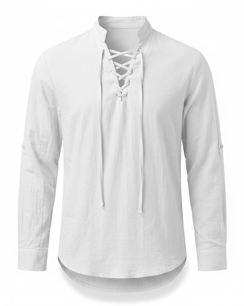 Xen Shirt - Linen in White - profile front white