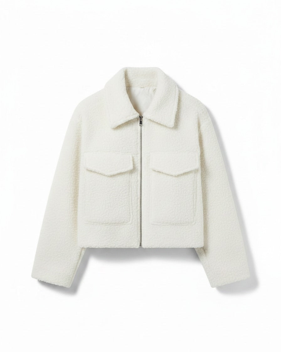 Quai Jacket - Zip in white - profile front white
