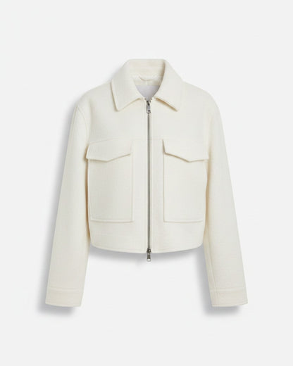 Tane Jacket - Relaxed Zip Wool in white - profile front white