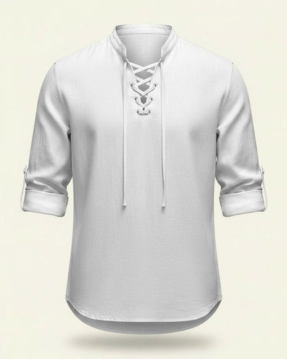 Nils Shirt - Linen in white - profile front white