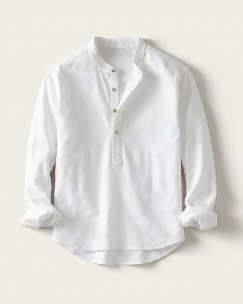 Wren Shirt - Relaxed Linen in White - profile front white