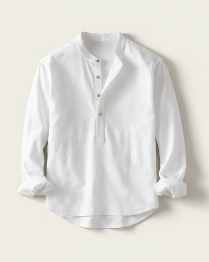 Wren Shirt - Relaxed Linen in White - profile front white